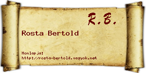 Rosta Bertold névjegykártya